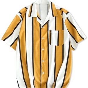 Zaful Color Block Stripes Print Casual Shirt